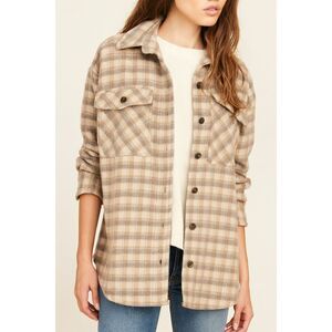 Jade & Ivory Neutral Plaid Heavyweight Shacket Tweed Look Academia Preppy L